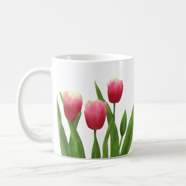 Rote Tulips mit Grün Kaffeetasse (Links)