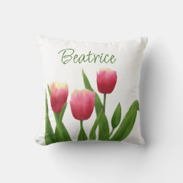 Rote Tulips mit Grün Kissen