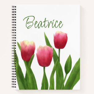 Rote Tulips mit Grün Notizbuch