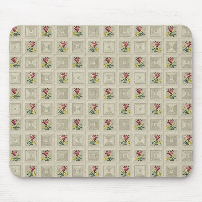 Rote Tulips Retro Stone gepolsterte Quadrate Wallp Mousepad (Vorne)