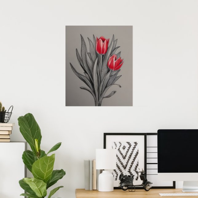 Rote Tulips und Blumenstrauß Poster (Heimbüro)