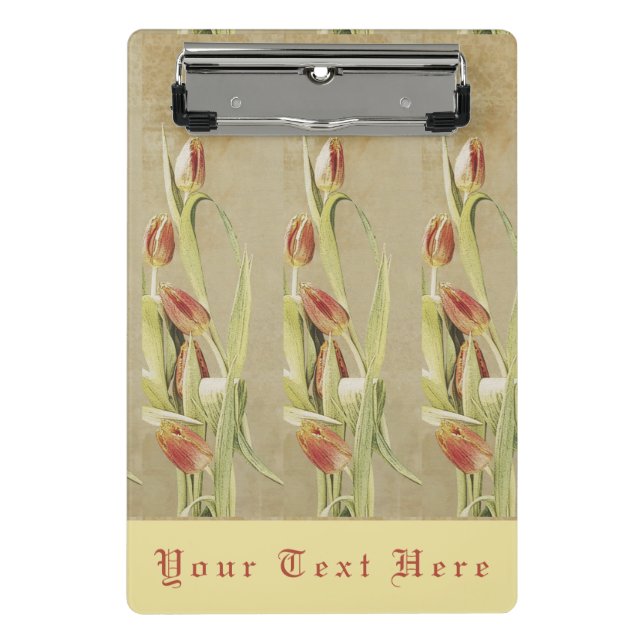 Rote Tulips Vintager Stil Personalisiert Mini Klemmbrett (Vorderseite)
