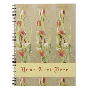 Rote Tulips Vintager Stil Personalisiert Notizblock
