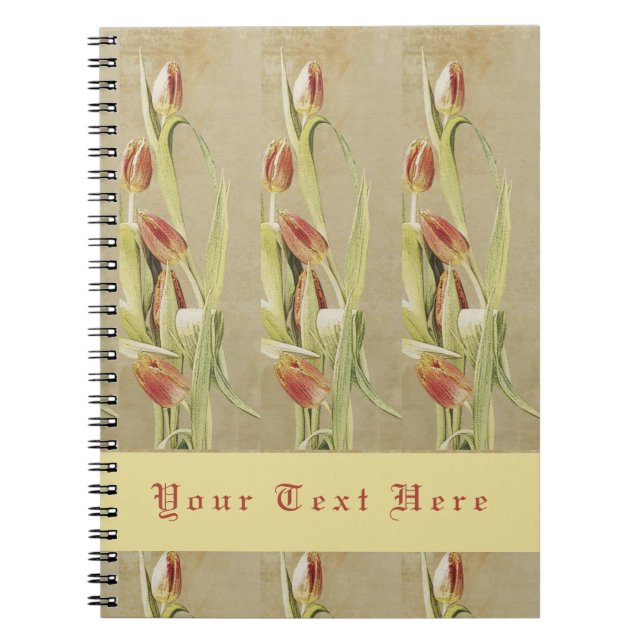 Rote Tulips Vintager Stil Personalisiert Notizblock (Vorderseite)