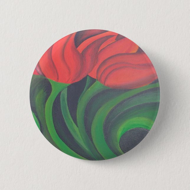 Rote Tulissen Abstrakte Kunst Button (Vorderseite)