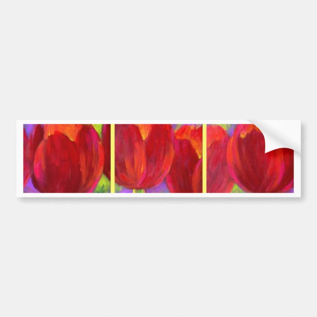 Rote Tulpe-Blumen-Kunst-Malerei - multi Autoaufkleber (Vorne)