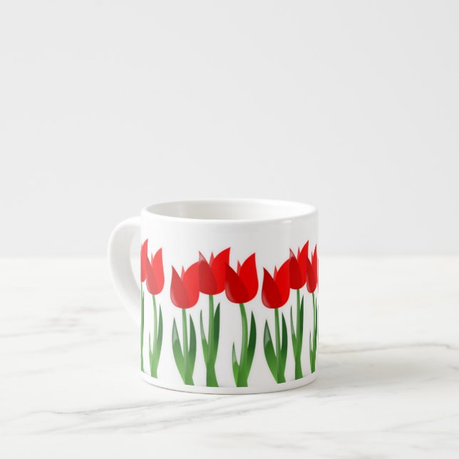 Rote Tulpe-Keramikespresso-Tasse Espressotasse (Vorderseite Links)