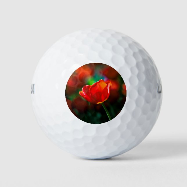 Rote Tulpe - Mysterium der Blüte Golfball (Vorderseite)