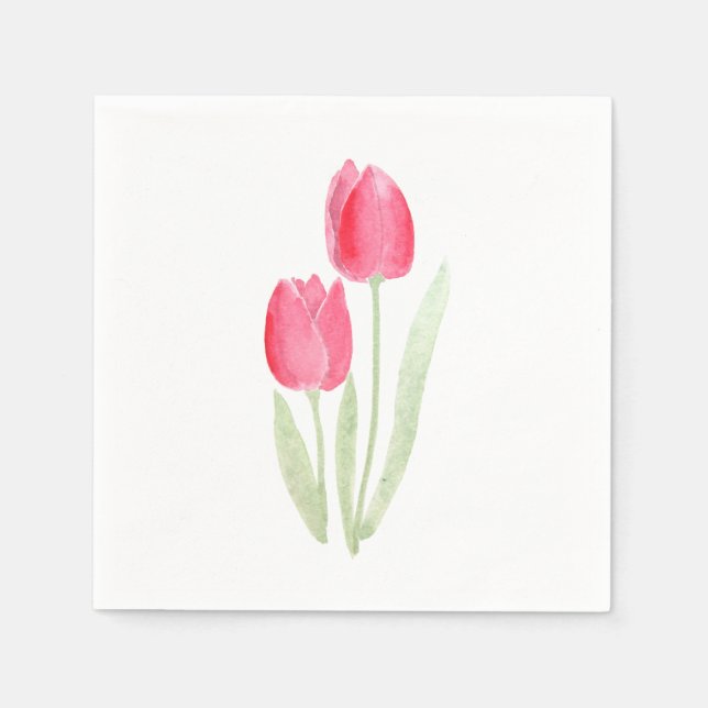 Rote Tulpe Wasserfarbennapkins Serviette (Vorderseite)