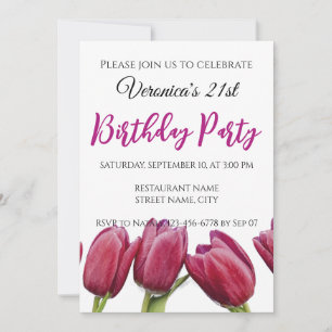 Rote Tulpen auf blauem Hintergrund Einladung