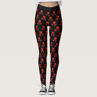 Rote Tulpen auf schwarzem Hintergrund Benutzerdefi Leggings
