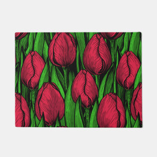Rote Tulpen Fußmatte