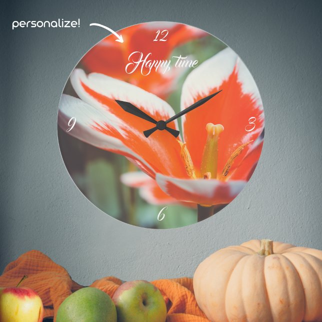 Rote Tulpen Große Wanduhr (Von Creator hochgeladen)