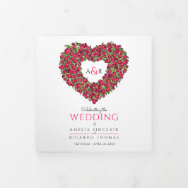 Rote Tulpen Herzgeschichte Hochzeit Dreifach-gefaltete Programmkarte