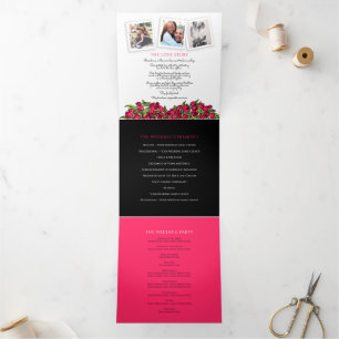 Rote Tulpen Herzgeschichte Hochzeit Dreifach-gefaltete Programmkarte