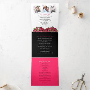 Rote Tulpen Herzgeschichte Hochzeit Dreifach-gefaltete Programmkarte