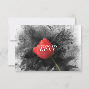 Rote Tulpen-Hochzeitsempfangs-RSVP Einladung