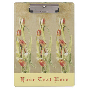 Rote Tulpen im Vintage-Stil personalisiert Klemmbrett