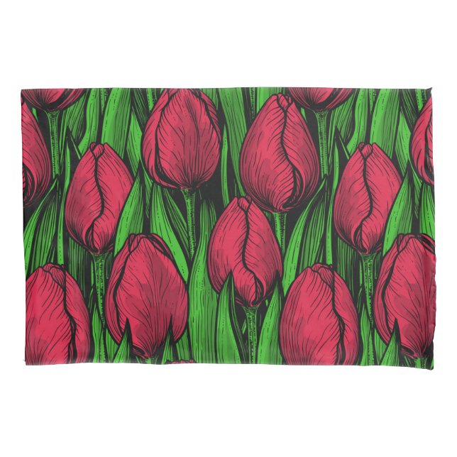 Rote Tulpen Kissenbezug (Vorderseite)