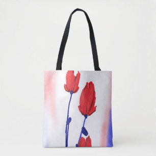 Rote Tulpen mit Blau