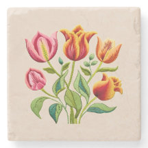 Rote Tulpen mit einem Hauch von gelb Stein Unterse