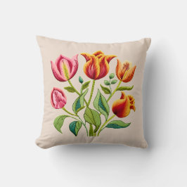 Rote Tulpen mit einem Hauch von Gelb Wurf Kissen