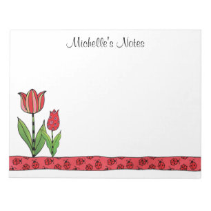 Rote Tulpen Personalisiert 11 x 8,5 Notizblock