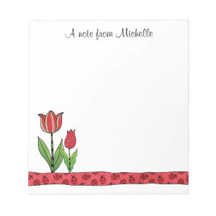 Rote Tulpen personalisierte 5,5 x 6 Notizblock