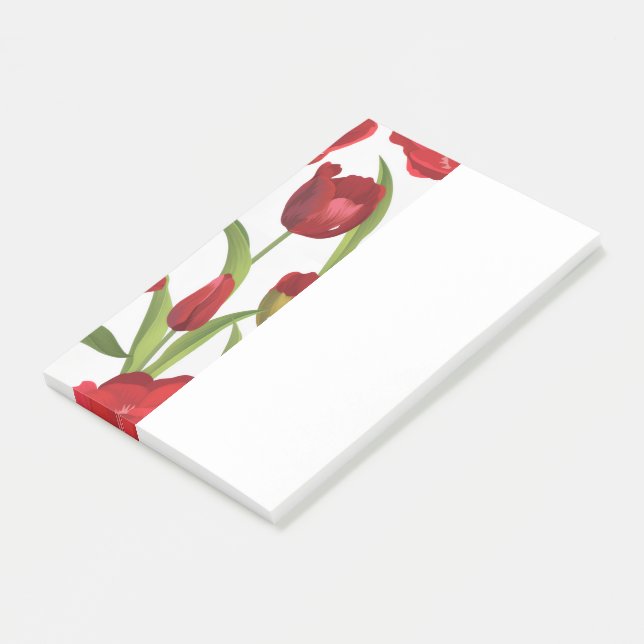 Rote Tulpen  Post-it Klebezettel (angewinkelt)