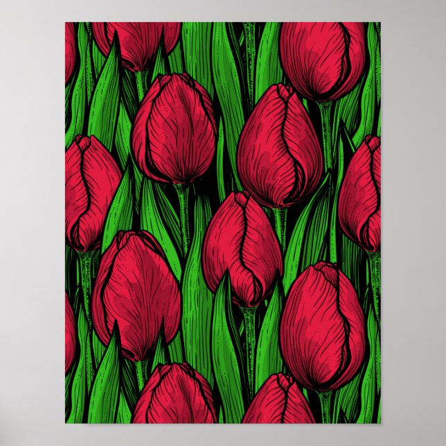 Rote Tulpen Poster (Vorne)