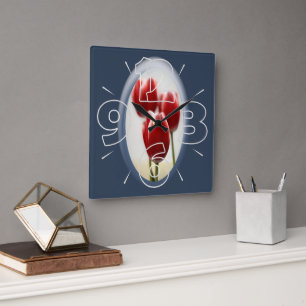Rote Tulpen Quadratische Wanduhr