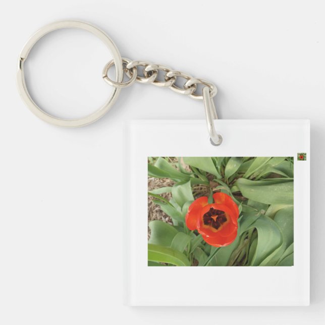 Rote Tulpen-Schlüsselanhänger Schlüsselanhänger (Vorderseite)
