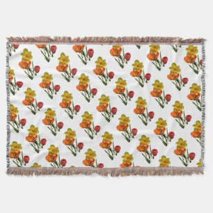 Rote Tulpen und gelbe Osterglockenblumen Decke