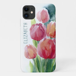 Rote Tulpen Wasserfarben Blüten  Case-Mate iPhone Hülle