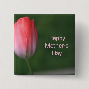 rote Tulpenblume, alles Gute zum Muttertag Button