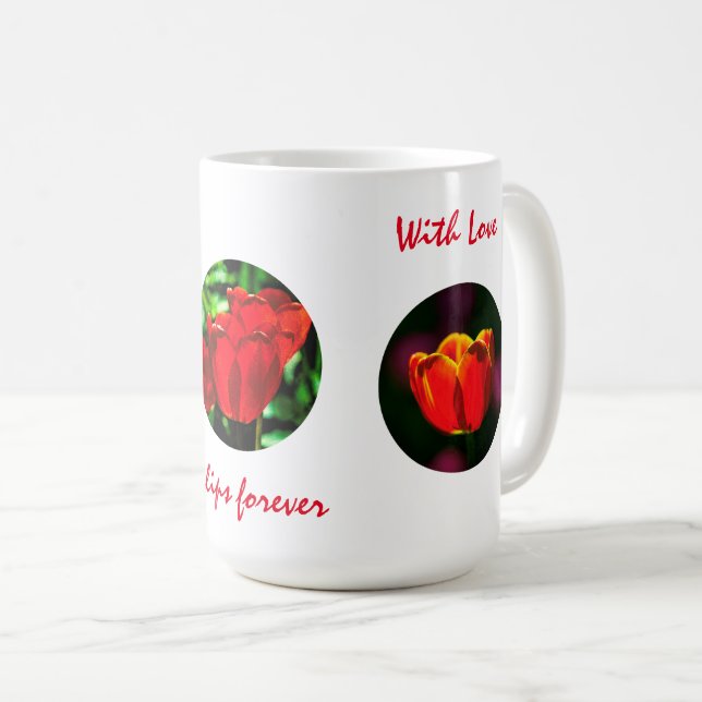 Rote Tulpenblumen Kaffeetasse (VorderseiteRechts)