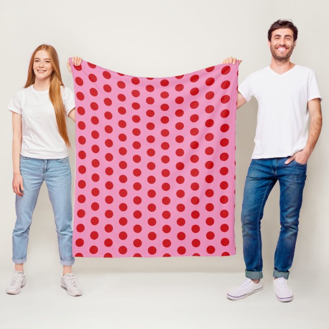 Rote Tupfen auf Rosa Fleecedecke (Beispiel)