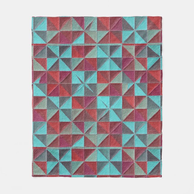 rote, türkisfarbene, violette und graue Steppdecke Fleecedecke (Vorderseite)