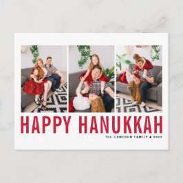 Rote Typografie Foto Collage Happy Hanukkah Feiertagspostkarte