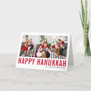 Rote Typografie Happy Hanukkah FotoCollage Feiertagskarte