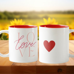 Rote Typografie Valentine's Day Liebe Kaffee Cup T Zweifarbige Tasse
