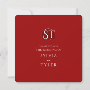 Rote Typografie Wappen Monogram Wedding Einladung