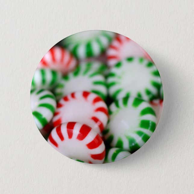 Rote u. grüne Weihnachtsminzen Button (Vorderseite)
