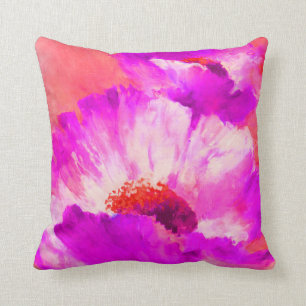 Rote u. rosa Watercolor-Blumen Kissen
