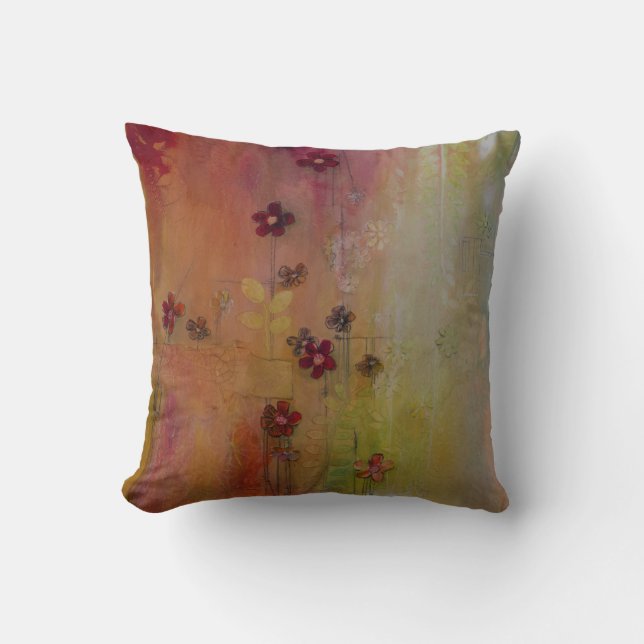 Rote u. weiße Gänseblümchen-Kissen Kissen (Vorderseite)