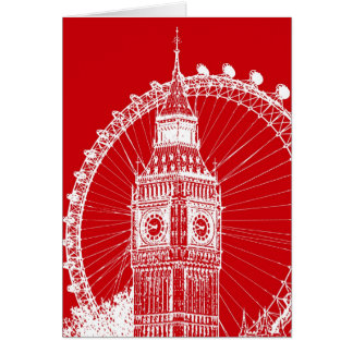 Rote u. weiße London-Postkarte