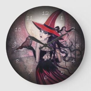 Rote Uhr Hexe-und Eulen-Halloweens Wiccan