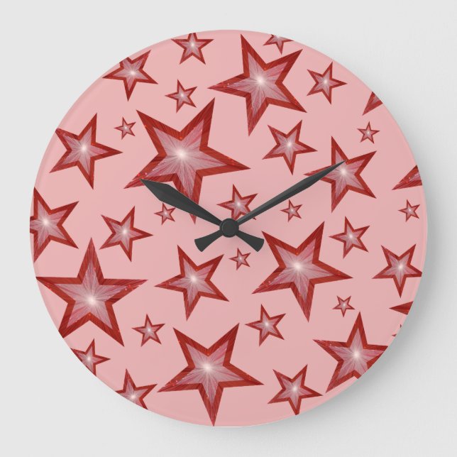 Rote Uhr rund um die Uhr in hellrosa (Vorderseite)