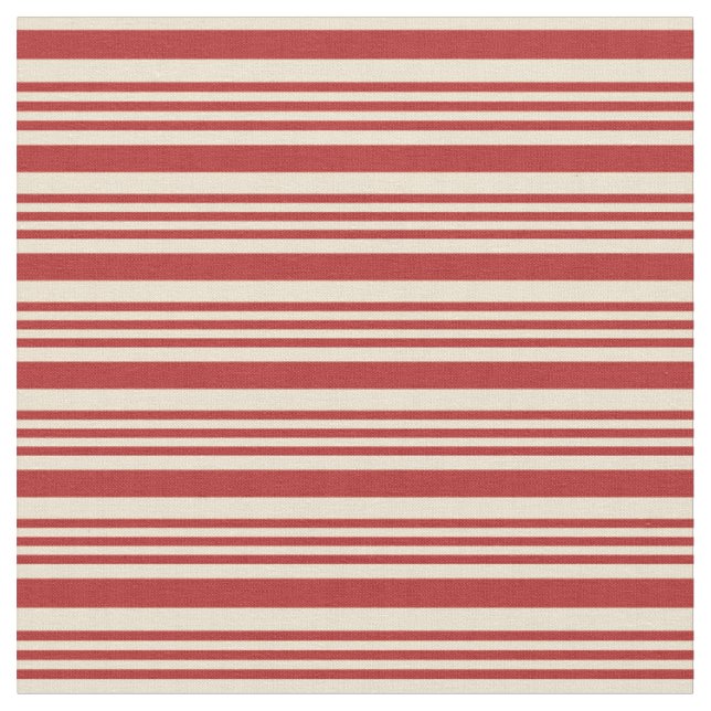 Rote und beige farbige Streifen/Linienmuster Stoff (Nahaufnahme)