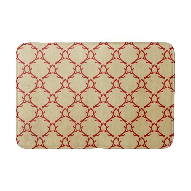 Rote und beige Wald Antler Bath Mat Badematte (Vorderseite)
